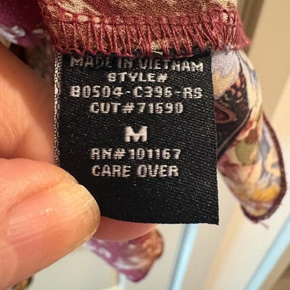 Chacha Vente Boho Paisley Tie Neck High Low Tunic Blouse Size M - Picture 12 of 16